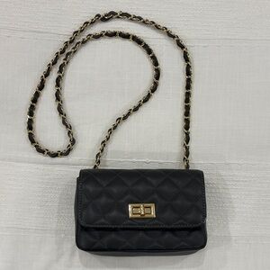 Dark Gray Quilted Chain Shoulder Bag